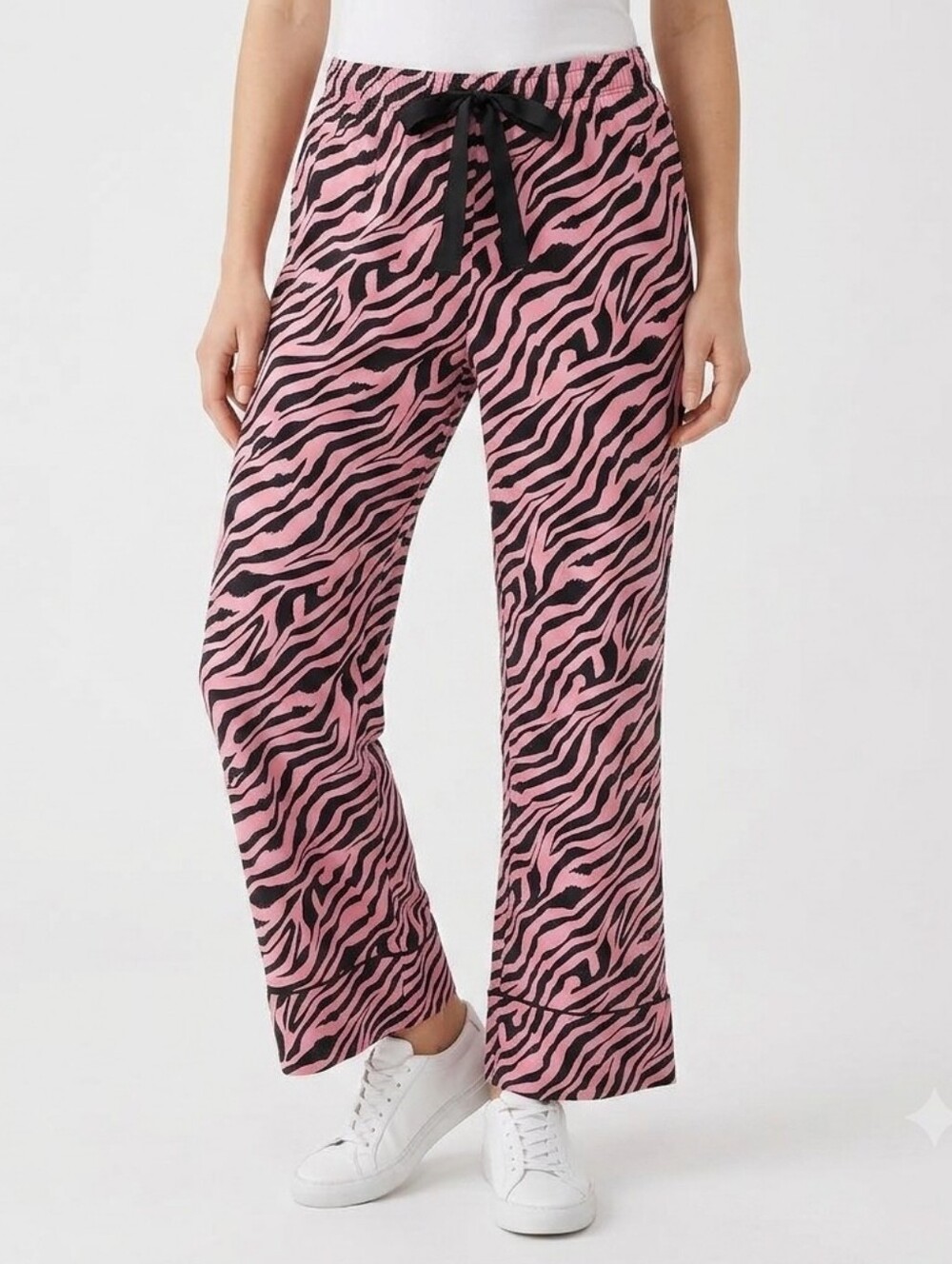 Victoria's Secret Pink & Black Zebra-Print Wide-Leg Lounge Pants